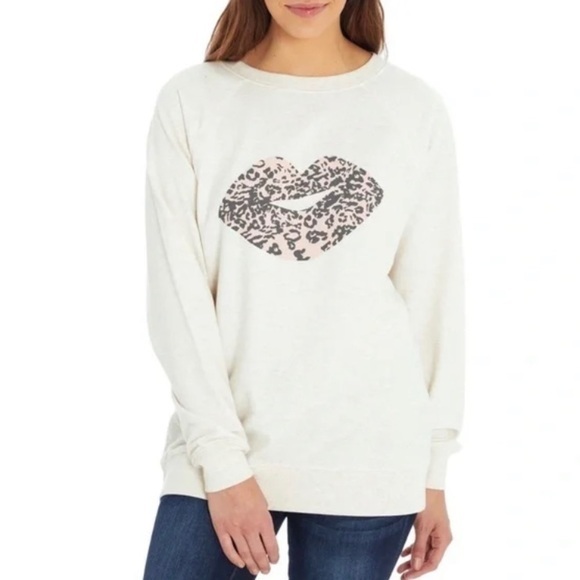 WILDFOX leopard print lips oversized‎ Crewneck sweatshirt XXL - Picture 1 of 5